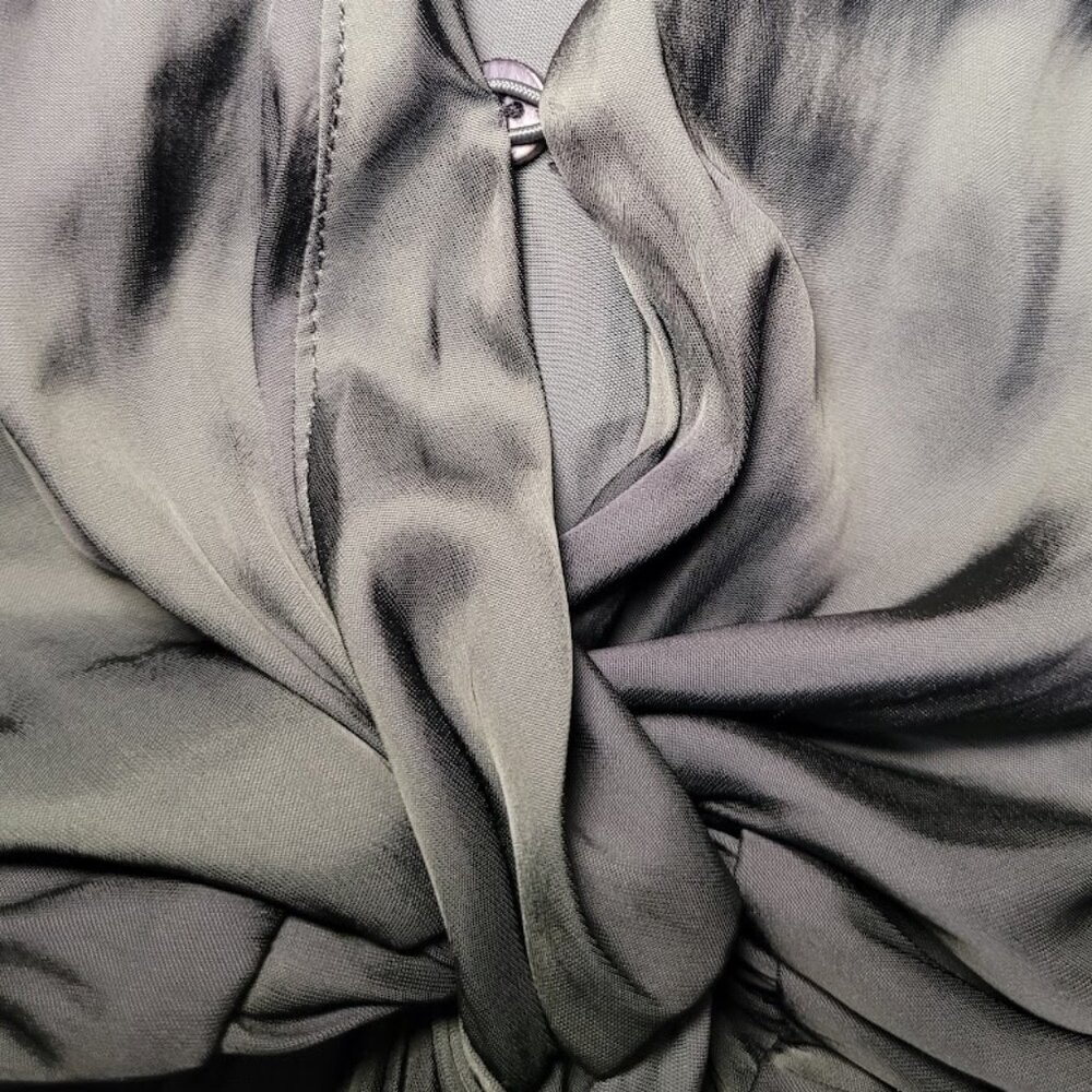 NWT Zadig & Voltaire Gathered Long Sleeve Satin Dress - Khaki L - Picture 8 of 13